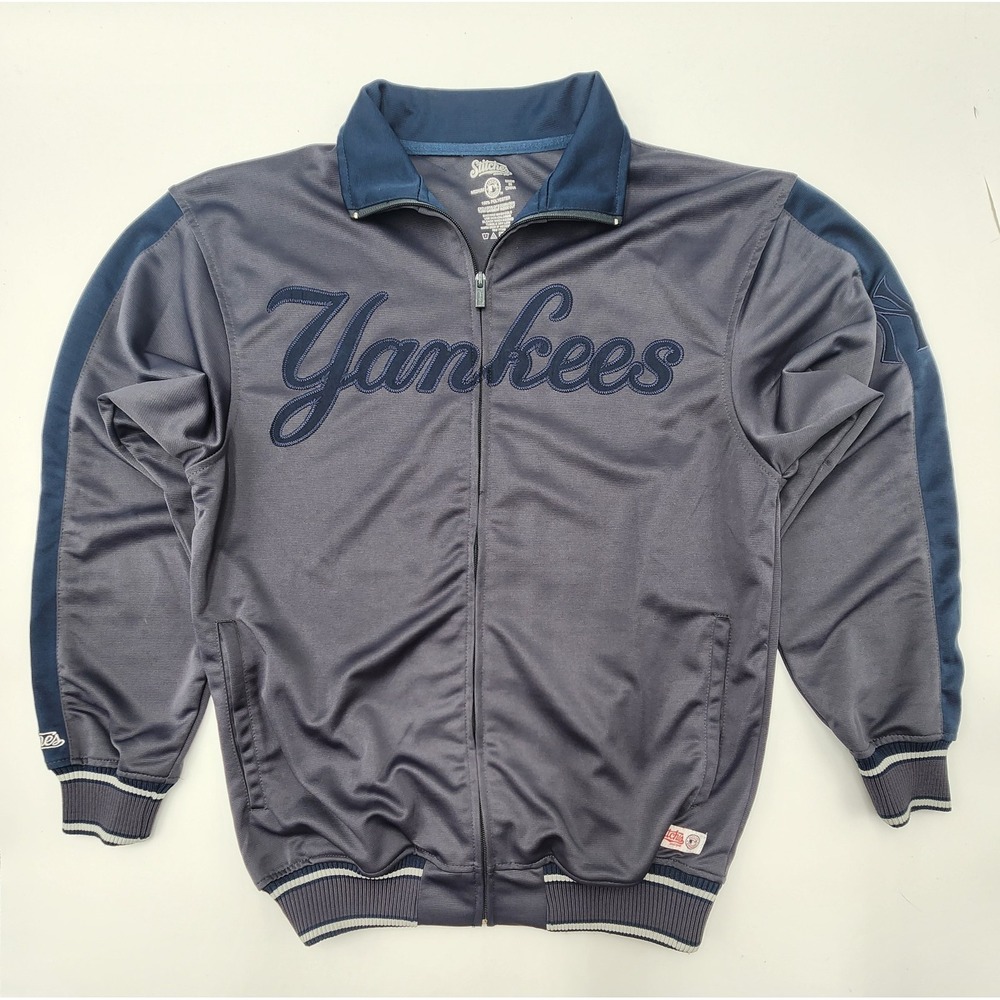 New York Yankees Track Jacket Mens Medium Stitches Full Zip‎ Blue MLB